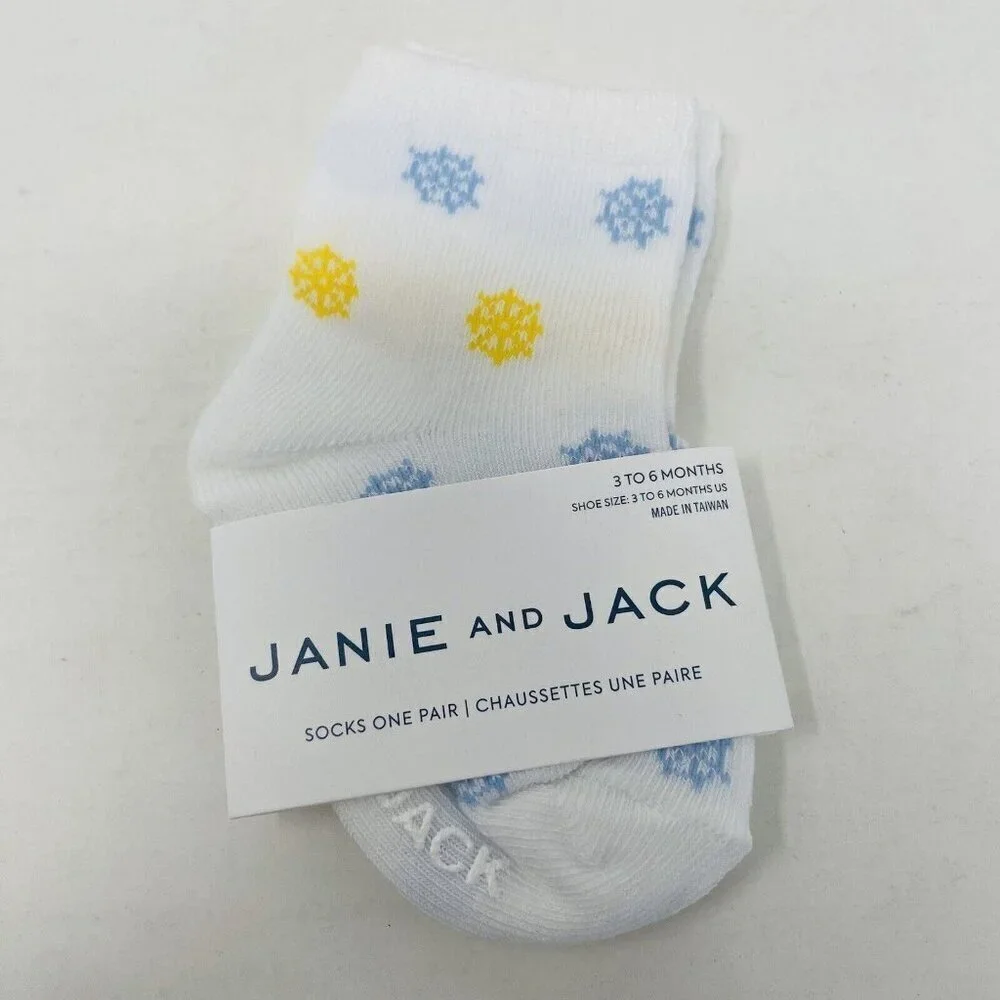 Janie and Jack Baby Boys 3-6 Months Nautical Print Ankle Socks in‎ White/Blue